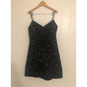 5/$25 SALE Onyx Nite Metallic Formal Prom Spaghetti Strap Mini Black Dress 14